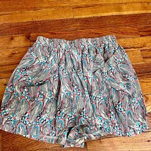 Pinky Otto High Waist Feather Print Shorts